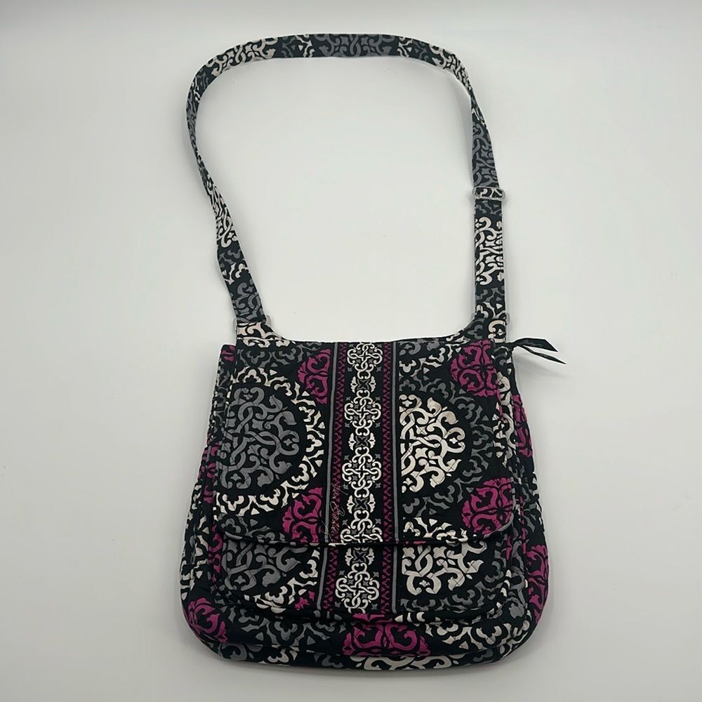 Vera Bradley Purse Crossbody Bag Canterbury Black Pink White Floral